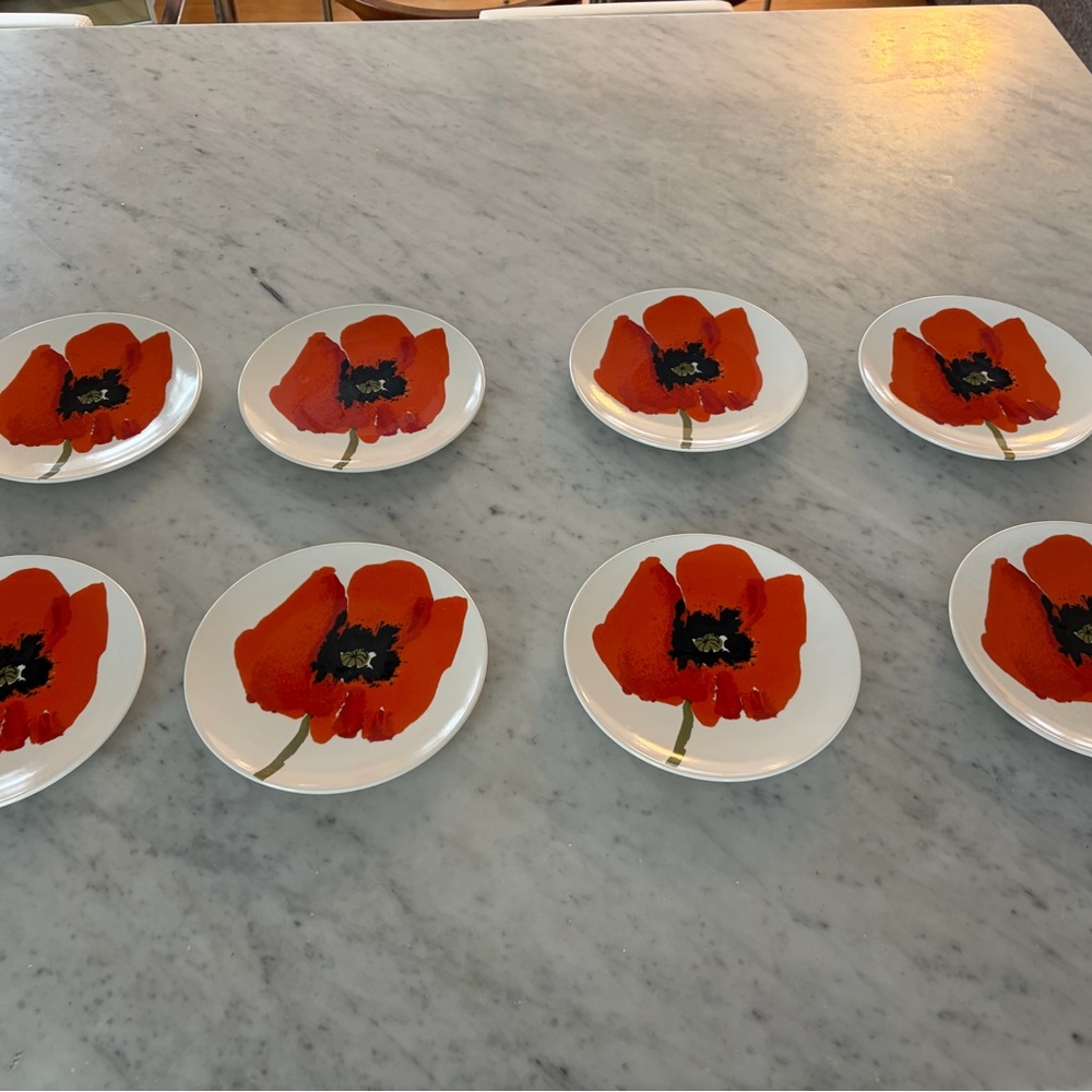 Vera x Mikasa Vintage Poppy Red set of 8 Salad Plates Set